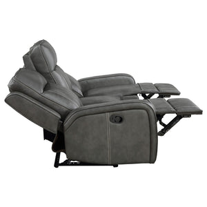 English Elm Mckinley Grey Leatherette Reclining Sofa Loveseat and Recliner Set Modern Living B062S02288