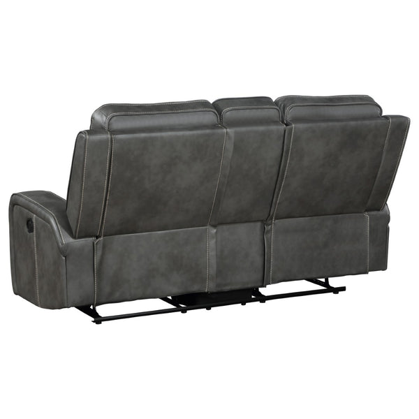 English Elm Mckinley Grey Leatherette Reclining Sofa Loveseat and Recliner Set Modern Living B062S02288