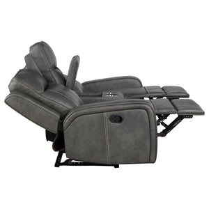 English Elm Mckinley Grey Leatherette Reclining Sofa Loveseat and Recliner Set Modern Living B062S02288