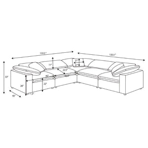 English Elm Segoura Boucle L-shaped Modular Sectional Five Piece Low Profile Living Room Sofa B062S02289