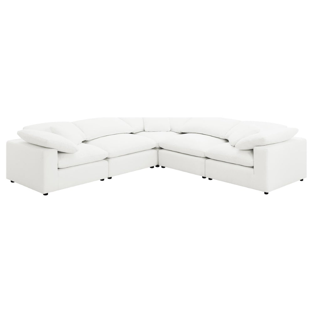 English Elm Segoura Boucle L-shaped Modular Sectional Five Piece Low Profile Living Room Sofa B062S02289