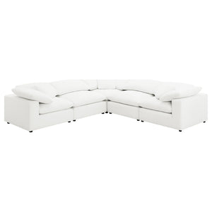 English Elm Segoura Boucle L-shaped Modular Sectional Five Piece Low Profile Living Room Sofa B062S02289