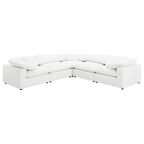 English Elm Segoura Boucle L-shaped Modular Sectional Five Piece Low Profile Living Room Sofa B062S02289