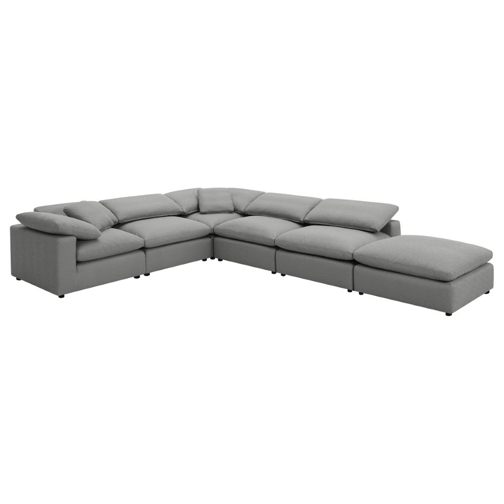 English Elm Segoura Boucle Modular Sectional Six Piece Set with Ottoman for Modern Living B062S02291