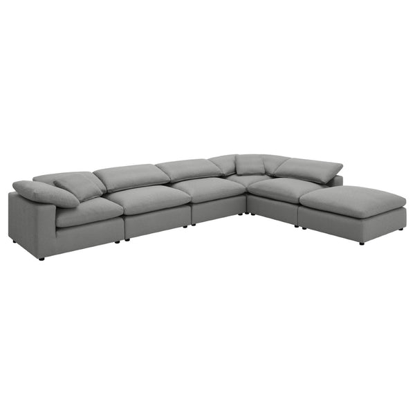 English Elm Segoura Boucle Modular Sectional Six Piece Set with Ottoman for Modern Living B062S02291