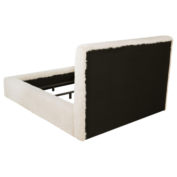 English Elm Brewer Faux Fur Upholstered Queen Bed Plush Padded Headboard Contemporary Bedroom B062S02292
