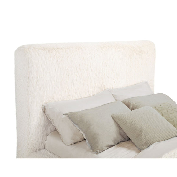 English Elm Brewer Faux Fur Upholstered Queen Bed Plush Padded Headboard Contemporary Bedroom B062S02292