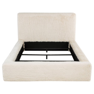 English Elm Brewer Faux Fur Upholstered Eastern King Bed Tall Headboard Contemporary Bedroom B062S02293