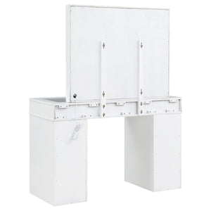 English Elm Winona Hollywood Glam Makeup Vanity Set with Bulb Mirror and Upholstered Stool B062S02294