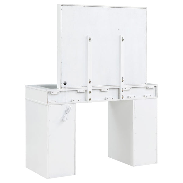 English Elm Winona Hollywood Glam Makeup Vanity Set with Bulb Mirror and Upholstered Stool B062S02294