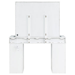 English Elm Winona Hollywood Glam Makeup Vanity Set with Bulb Mirror and Upholstered Stool B062S02294