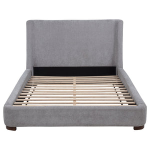 English Elm Ferrara Upholstered Wingback Platform Bed with Walnut Legs and Tailored Grey Fabric B062S02296