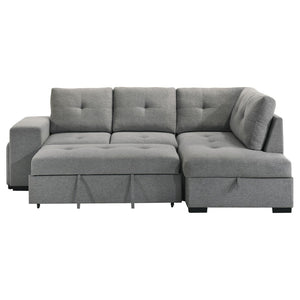 English Elm Atkinson Tufted Grey Fabric Sleeper Sectional with Hidden Storage and Nested Stools B062S02297