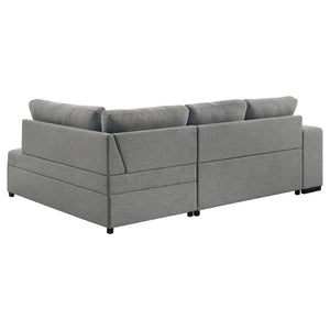 English Elm Atkinson Tufted Grey Fabric Sleeper Sectional with Hidden Storage and Nested Stools B062S02297