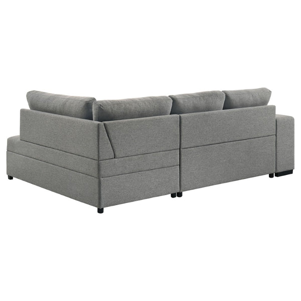 English Elm Atkinson Tufted Grey Fabric Sleeper Sectional with Hidden Storage and Nested Stools B062S02297