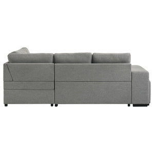 English Elm Atkinson Tufted Grey Fabric Sleeper Sectional with Hidden Storage and Nested Stools B062S02297