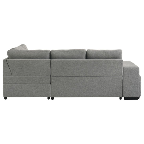 English Elm Atkinson Tufted Grey Fabric Sleeper Sectional with Hidden Storage and Nested Stools B062S02297