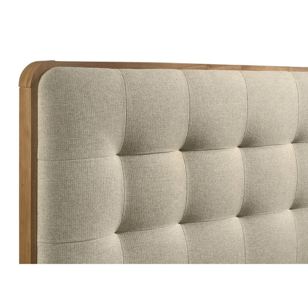 English Elm Winston Tufted Headboard Queen Bed in Light Ash Veneer with Splayed Rubberwood Legs B062S02299