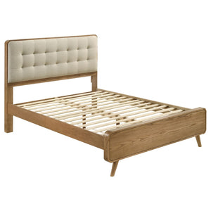 English Elm Winston Tufted Headboard Queen Bed in Light Ash Veneer with Splayed Rubberwood Legs B062S02299