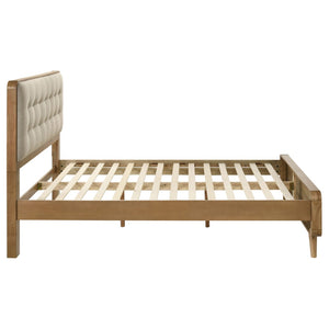 English Elm Winston Tufted Headboard Queen Bed in Light Ash Veneer with Splayed Rubberwood Legs B062S02299