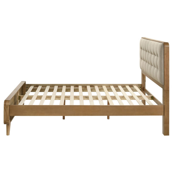English Elm Winston Tufted Headboard Queen Bed in Light Ash Veneer with Splayed Rubberwood Legs B062S02299