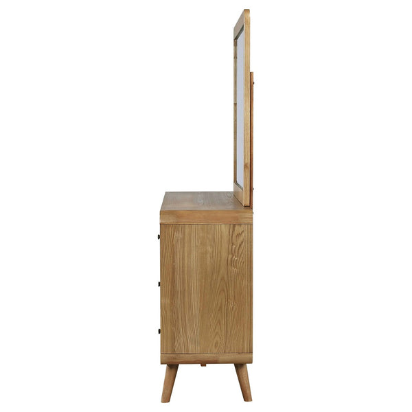 English Elm Winston Mid-century Six Drawer Dresser with Framed Mirror Walnut Veneer Bedroom Suite Light Ash B062S02302
