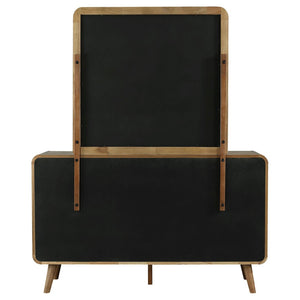English Elm Winston Mid-century Six Drawer Dresser with Framed Mirror Walnut Veneer Bedroom Suite Light Ash B062S02302