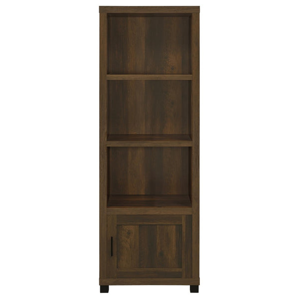 English Elm Heron Three Piece Media Wall with Tempered Glass Towers in Dark Pine Finish B062S02312