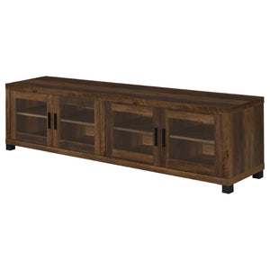 English Elm Heron Three Piece Media Wall with Tempered Glass Towers in Dark Pine Finish B062S02312