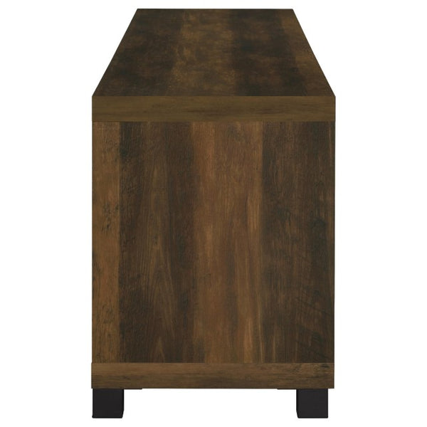 English Elm Heron Three Piece Media Wall with Tempered Glass Towers in Dark Pine Finish B062S02312