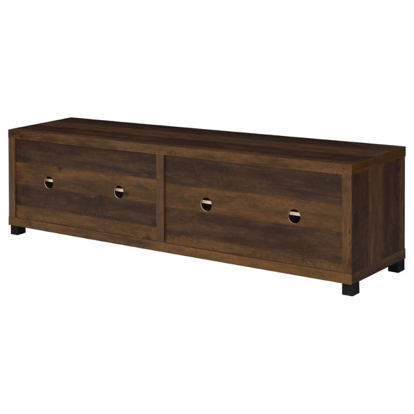 English Elm Heron Three Piece Media Wall with Tempered Glass Towers in Dark Pine Finish B062S02312