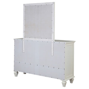 English Elm Dennis Cream White Dresser with Mirror Brushed Nickel Hardware Cottage Bedroom B062S02315