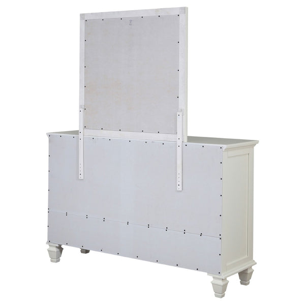 English Elm Dennis Cream White Dresser with Mirror Brushed Nickel Hardware Cottage Bedroom B062S02315