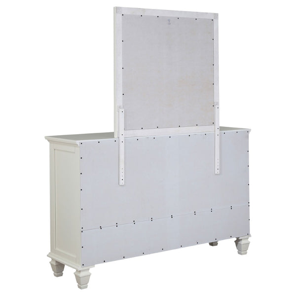 English Elm Dennis Cream White Dresser with Mirror Brushed Nickel Hardware Cottage Bedroom B062S02315