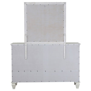 English Elm Dennis Cream White Dresser with Mirror Brushed Nickel Hardware Cottage Bedroom B062S02315