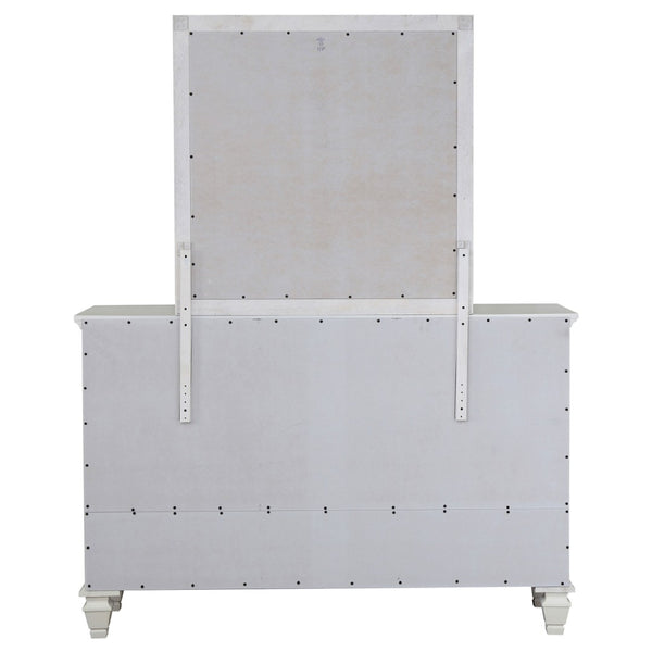 English Elm Dennis Cream White Dresser with Mirror Brushed Nickel Hardware Cottage Bedroom B062S02315