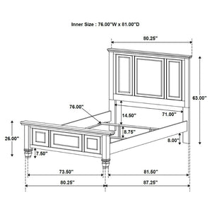 English Elm Dennis Eastern King Bedroom Set Carved Panel Bed Dresser Nightstand Cream Finish B062S02316