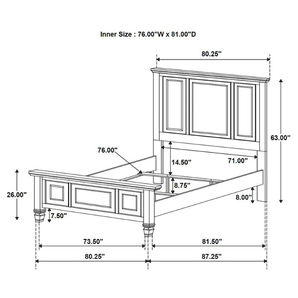 English Elm Dennis Eastern King Bedroom Set Carved Panel Bed Dresser Nightstand Cream Finish B062S02316