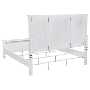 English Elm Dennis Eastern King Bedroom Set Carved Panel Bed Dresser Nightstand Cream Finish B062S02316