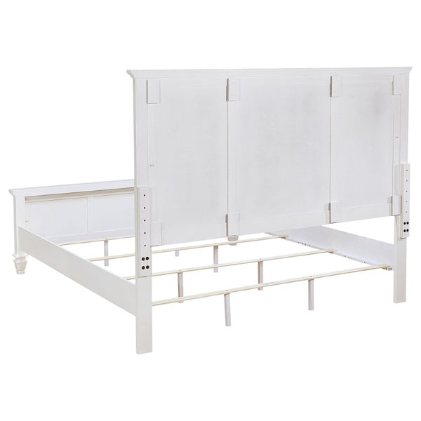 English Elm Dennis Eastern King Bedroom Set Carved Panel Bed Dresser Nightstand Cream Finish B062S02316