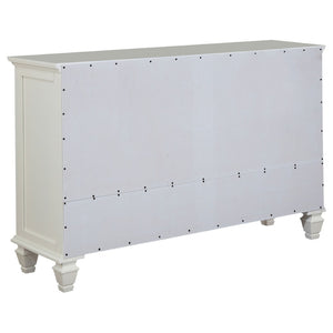 English Elm Dennis Eastern King Bedroom Set Carved Panel Bed Dresser Nightstand Cream Finish B062S02316