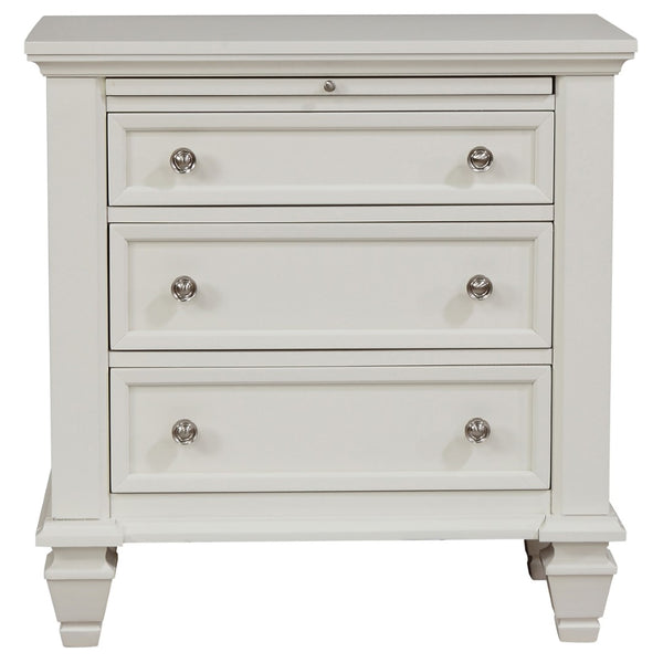 English Elm Dennis Eastern King Bedroom Set Carved Panel Bed Dresser Nightstand Cream Finish B062S02316