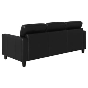 English Elm Remington Matte Leatherette Sofa and Loveseat Set with Track Arms for Modern Living Black B062S02317