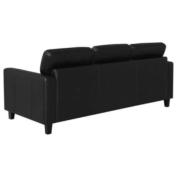 English Elm Remington Matte Leatherette Sofa and Loveseat Set with Track Arms for Modern Living Black B062S02317