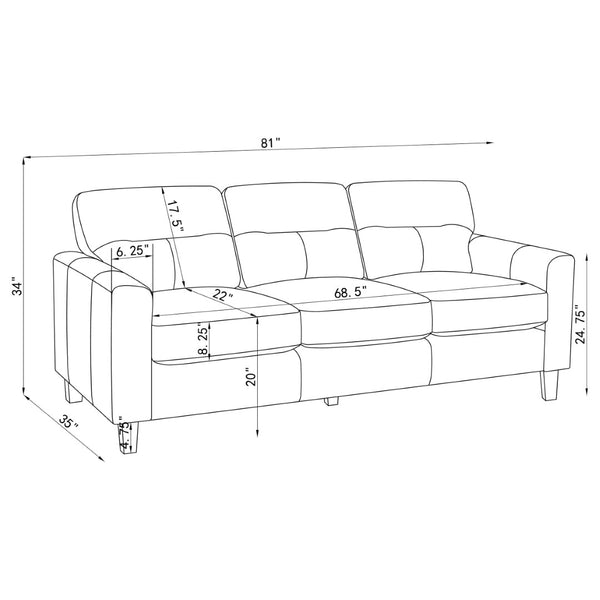 English Elm Remington Matte Leatherette Sofa and Loveseat Set with Track Arms for Modern Living Black B062S02317