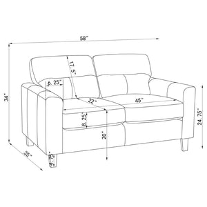 English Elm Remington Matte Leatherette Sofa and Loveseat Set with Track Arms for Modern Living Black B062S02317