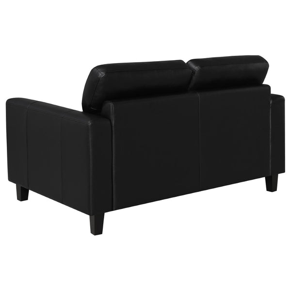 English Elm Remington Matte Leatherette Sofa and Loveseat Set with Track Arms for Modern Living Black B062S02317
