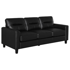 English Elm Remington Matte Leatherette Sofa and Loveseat Set with Track Arms for Modern Living Black B062S02317
