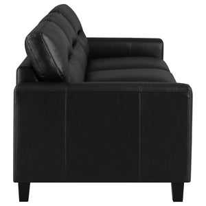 English Elm Remington Matte Leatherette Sofa and Loveseat Set with Track Arms for Modern Living Black B062S02317