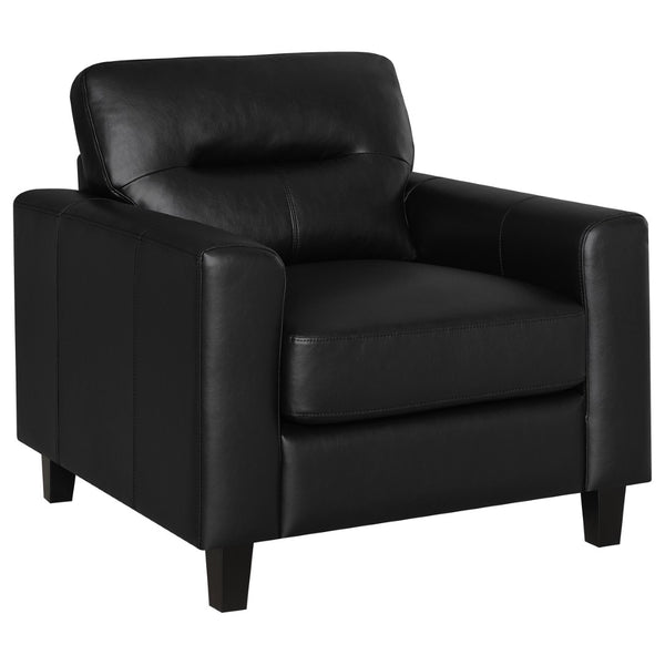English Elm Remington Leatherette 3 Piece Living Room Sofa Set with Tailored Track Arms Black B062S02318